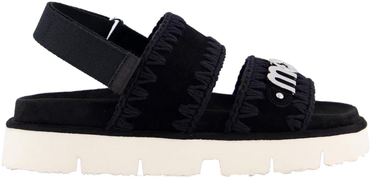 MOU Dames Bio Sandal Logo Zwart