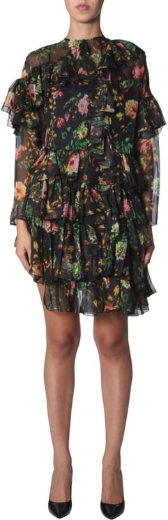 MSGM Asymmetrical Layered Ruffled Mini Dress