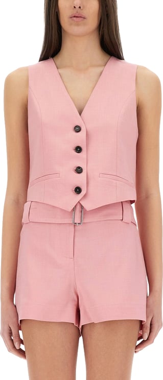 MSGM Cropped Vest With Deep V-Neckline