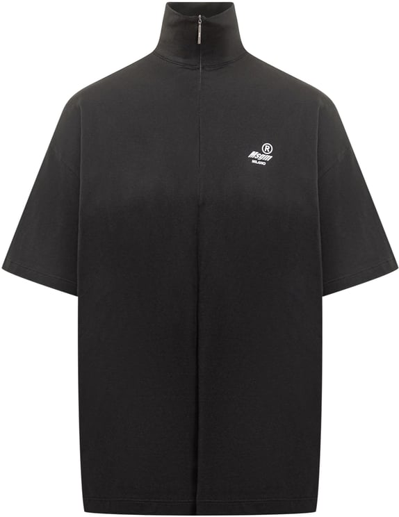 MSGM T-shirt a Maniche Corte con Zip Msgm