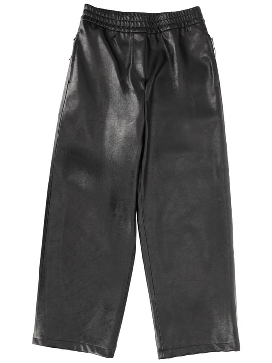 MSGM Black Viscose-Blend Leather-Like Sweatpants