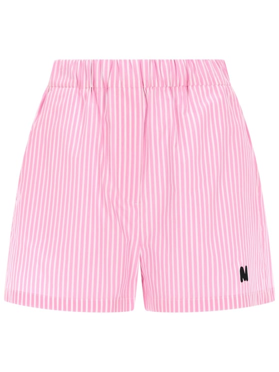 MSGM Pink Striped Cotton Elastic Shorts