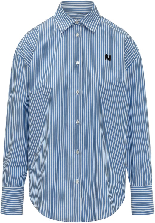 MSGM Camicia A Righe Con Ricamo