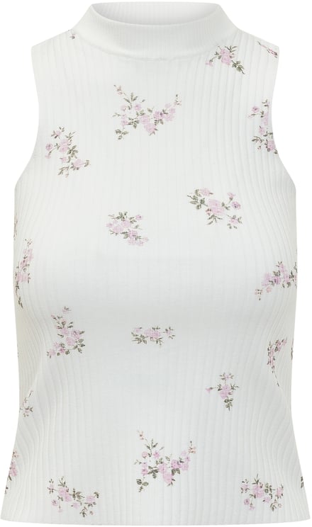 MSGM Top A Costine Floreale Smanicato