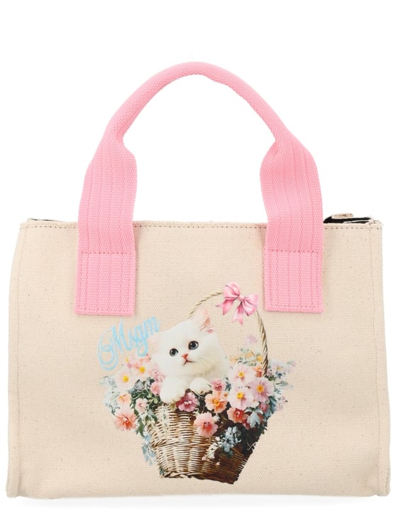 MSGM Small Tote Kitten Floral Print Bag