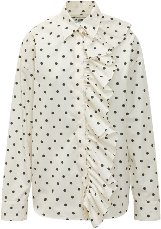 MSGM Camicia in Seta a Pois con Rouches