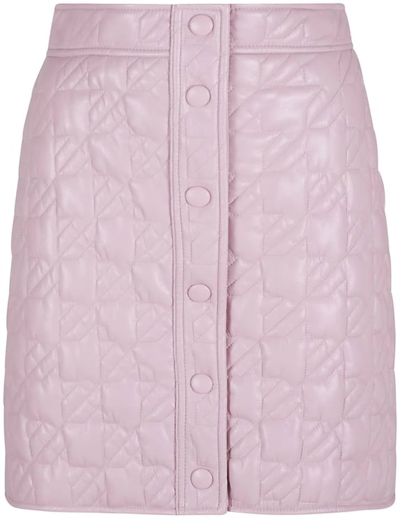 MSGM Pastel Pink Quilted Geometric Polyester Mini Skirt