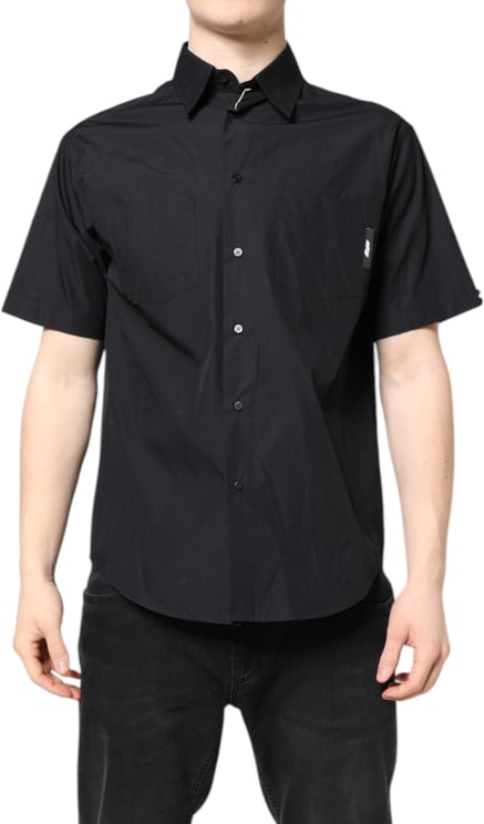 MSGM MSGM Black Printed Short Sleeves Collared Men Casual Shirt