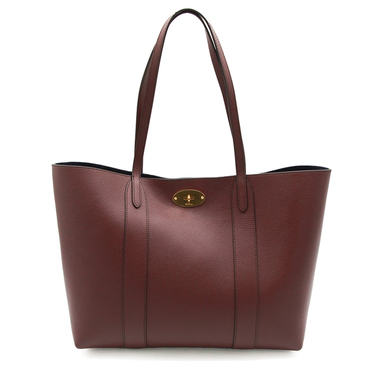 Mulberry Textured Burgundy Leather Tote with Gold-tone Hardware