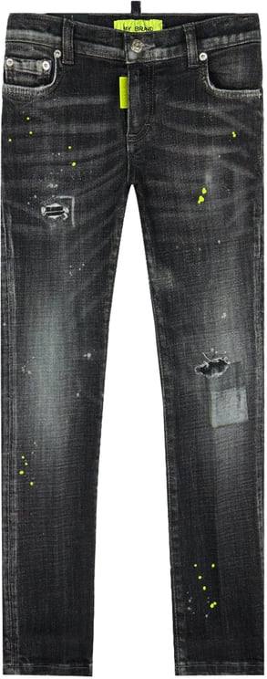 My Brand Black Distressed Neon Yellow Jeans | BLACKJEANS