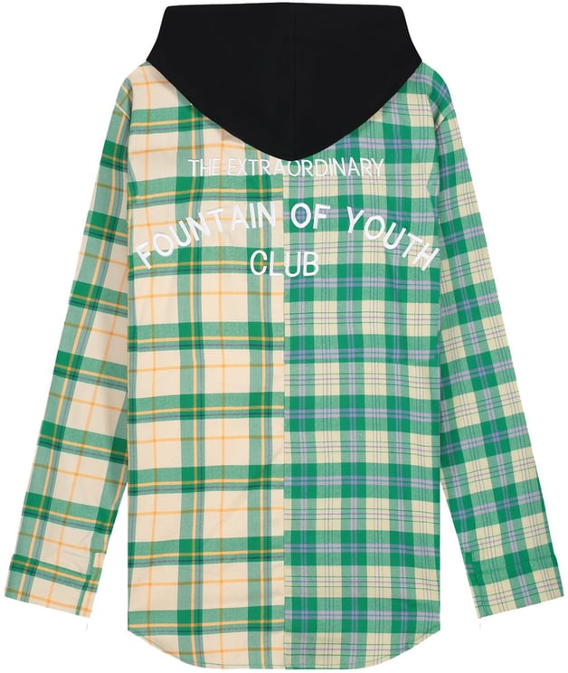 My Brand FOY CHECK 50/50 SHIRT HOODIE | GREEN