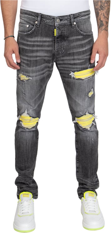 My Brand NEON RIPPED BIKER LABEL, NEON LEBEL | GREY JEANS