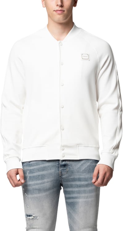 My Brand MB ESSENTIAL PIQUE WHITE BASEBALL JACKET | WHITE