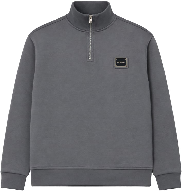 My Brand MB ESSENTIALS HALF ZIP SWEATER | DARK GREY