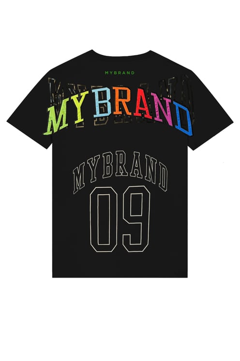 My Brand RAIN BOW CAPSULE WITH TEXT T-SHIRT | BLACK