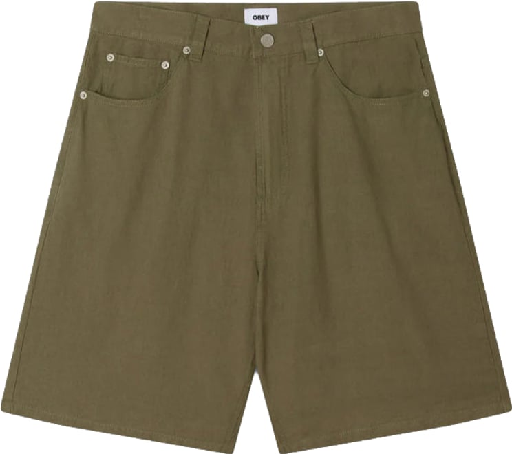 Obey Shorts Baggy Linen Devine Smokey Olive