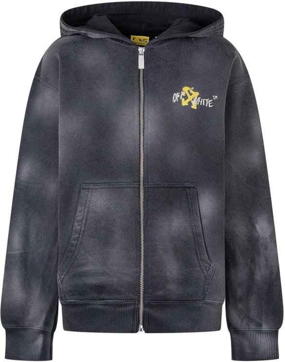 OFF-WHITE Felpa con Cappuccio Zip e Stampa Arrow Spray