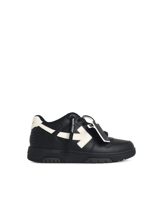 OFF-WHITE 'Out Of Office' Black Leather Sneakers