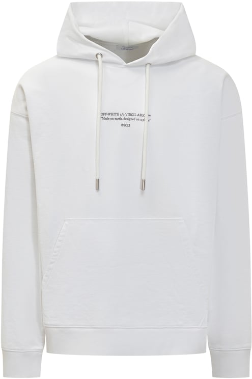 OFF-WHITE Off-White Felpa Bianca con Cappuccio e Stampa Logo