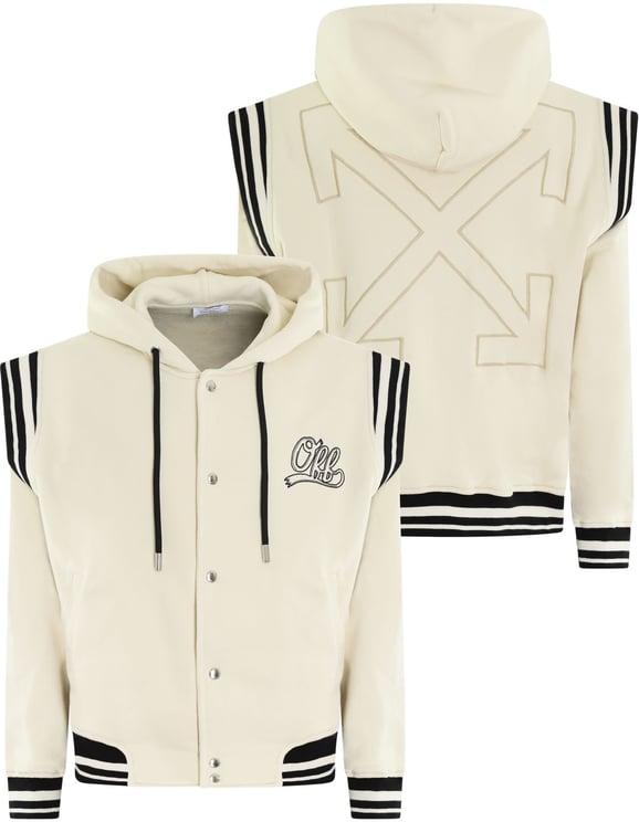 OFF-WHITE OFF WHITE Heren Off Fleece Varsity Hoodie Wit jas