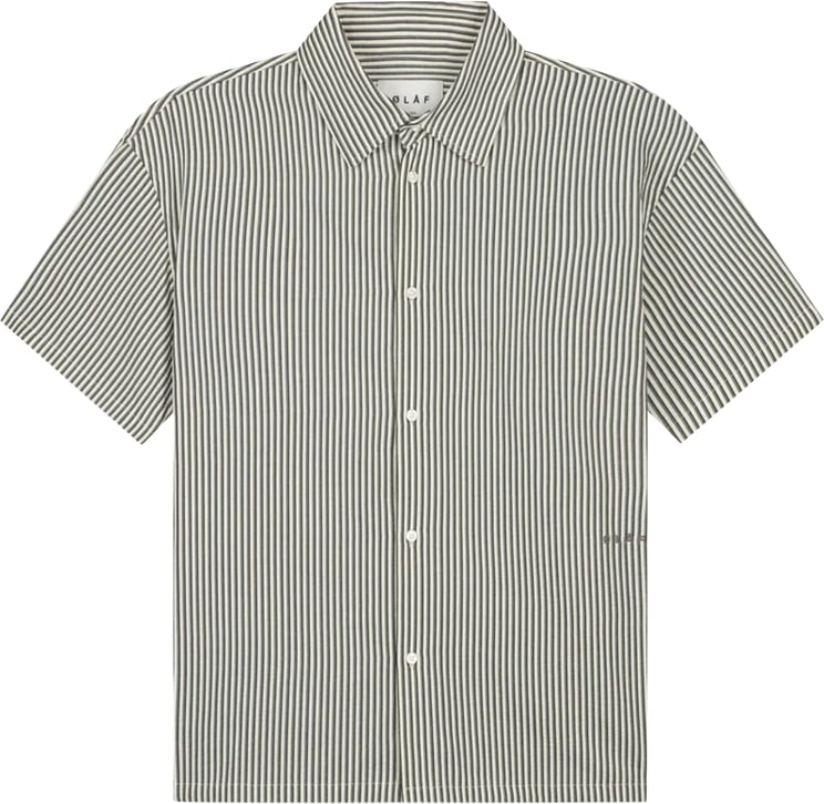 ØLÅF ØlÅf Boxy Seersucker Stripe Shirt Ss Korte Mouw Overhemden Groen M200303