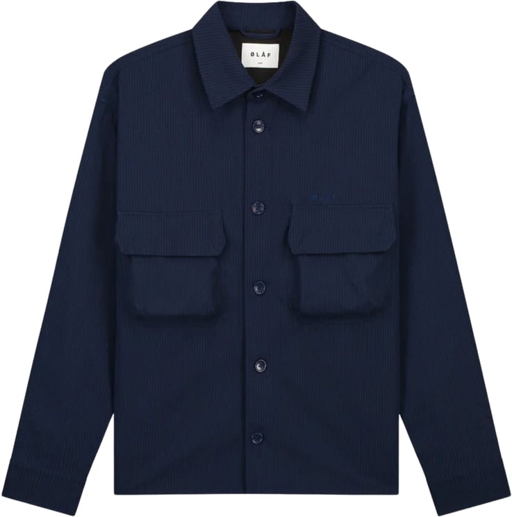 ØLÅF ØlÅf Bonded Pocket Overshirt Ls Overshirts Donkerblauw M200306