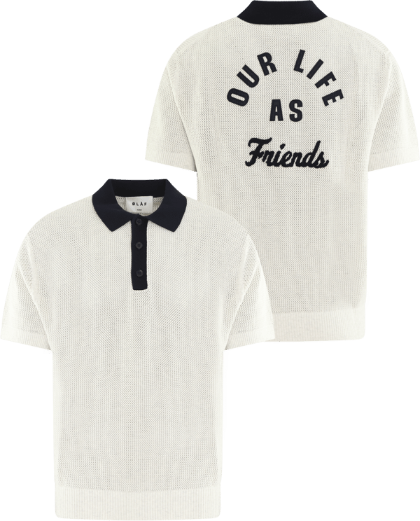 ØLÅF Heren Varsity Polo Knit Wit