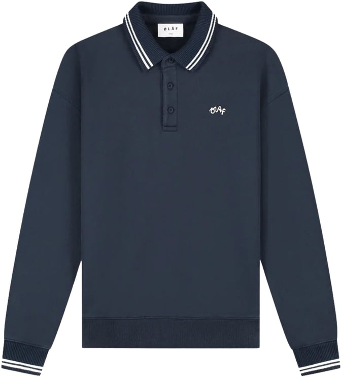 ØLÅF Olaf Tipping Detail Oversized Polo Polos Donkerblauw M230205