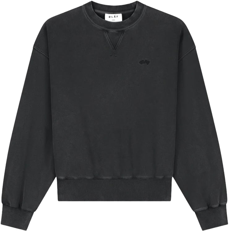 ØLÅF Olaf Washed Signature Boxy Crewneck Sweaters Donkergrijs M230206
