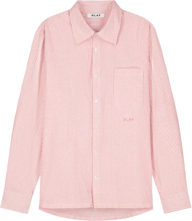 ØLÅF Olaf Oversized Stripe Oxford Shirt Lange Mouw Overhemden Koraal M240302