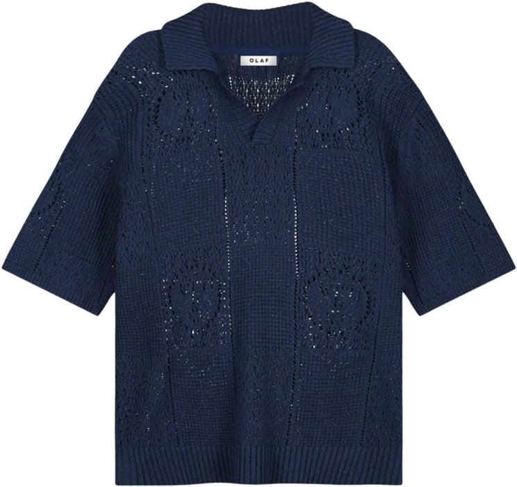 ØLÅF Olaf Face Logo Knit Polo Polos Donkerblauw M240702