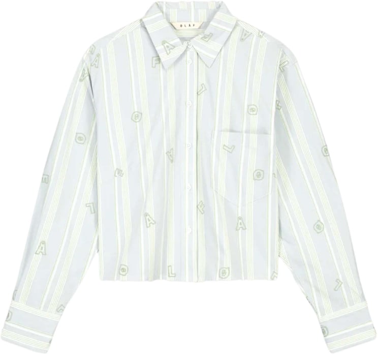 ØLÅF ØlÅf Embro Logo Stripe Cropped Shirt Ls Blouses Groen W200308