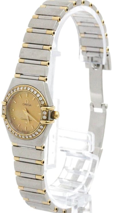 Omega Omega Constellation Quartz Watch Stainless Steel and Yellow Gold with Diamond Bezel and Markers and Mother of Pearl 22