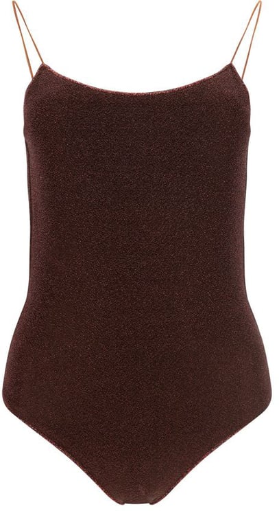 Oséree Oséree Brown Metal One-Piece Swimsuit
