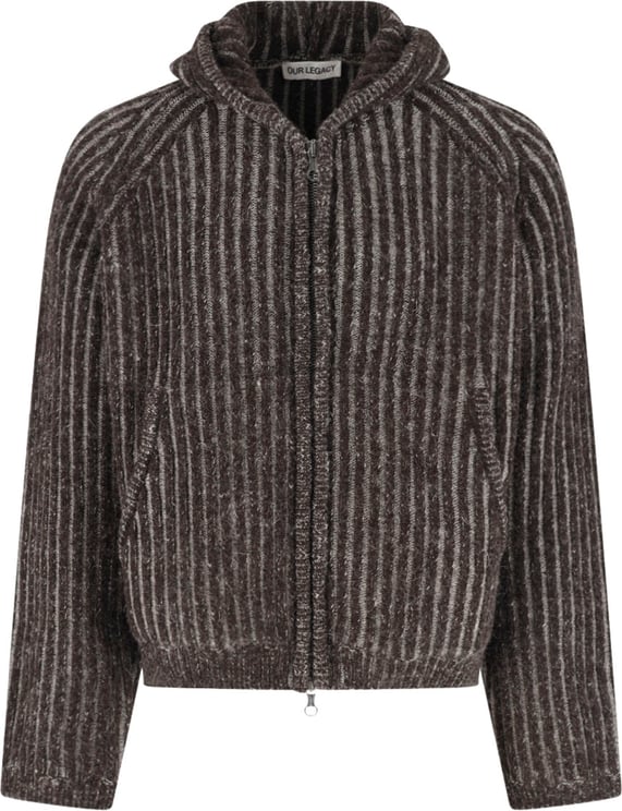 Our Legacy Grey Cropped Textured Ribbed Sweater