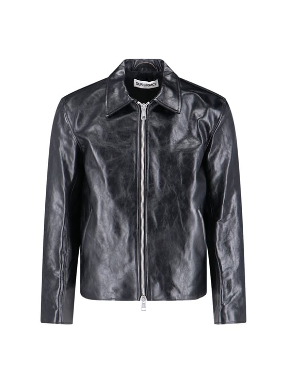 Our Legacy Mini Crinkled Leather Jacket with Classic Collar