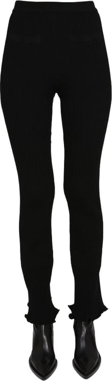 Paco Rabanne Ribbed Flare Leggings With Elastic Waistband