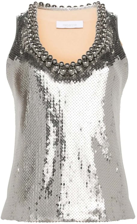 Paco Rabanne Fitted Neutral Top with Minimalist Design