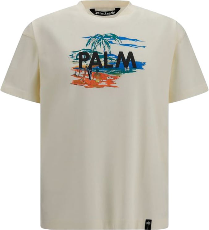 Palm Angels Palm Angels Beige Cotton T-Shirt