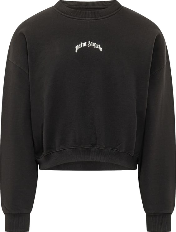 Palm Angels Felpa Corta con Logo Curvo