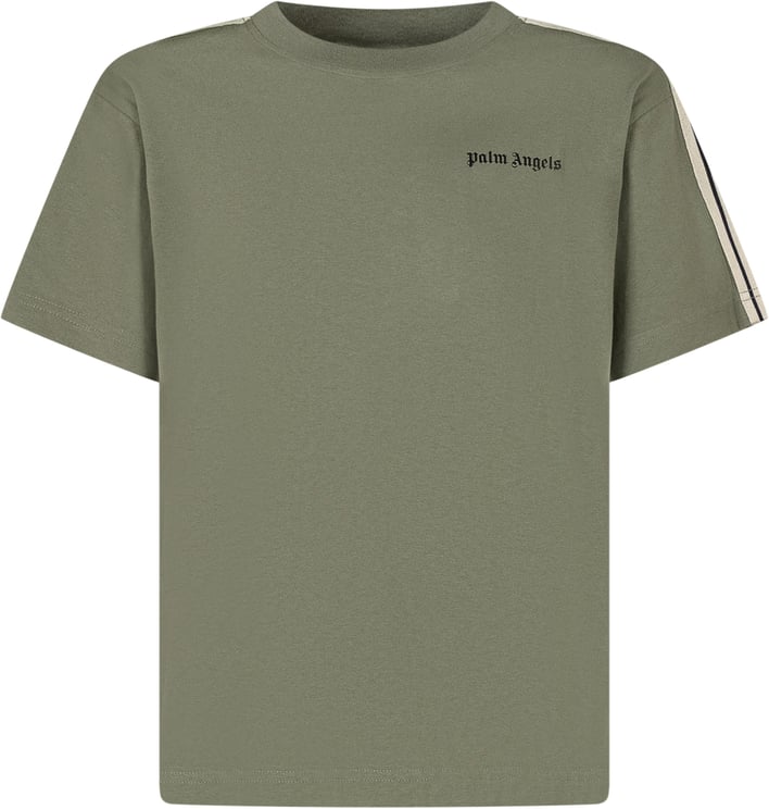 Palm Angels Palm Angels Kids T-shirt Verde con Bande Laterali