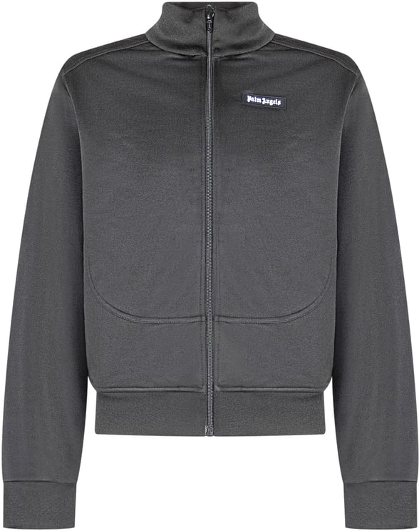 Palm Angels Felpa Nera con Zip e Logo Palm Angels Kids