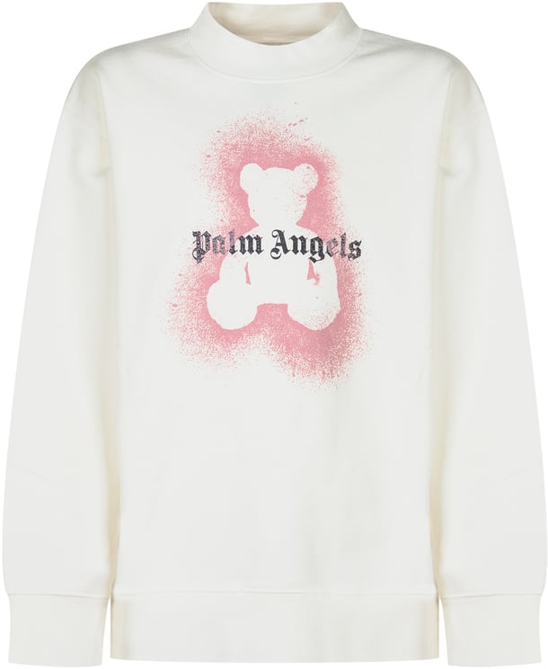 Palm Angels Palm Angels Kids Felpa Bianca con Orsetto Spray Rosa