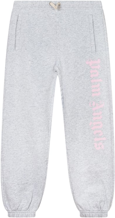 Palm Angels Palm Angels Kids Pantaloni Jogger Grigi con Logo Rosa