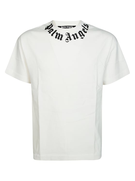 Palm Angels White Neck Logo Regular Crew T-Shirt