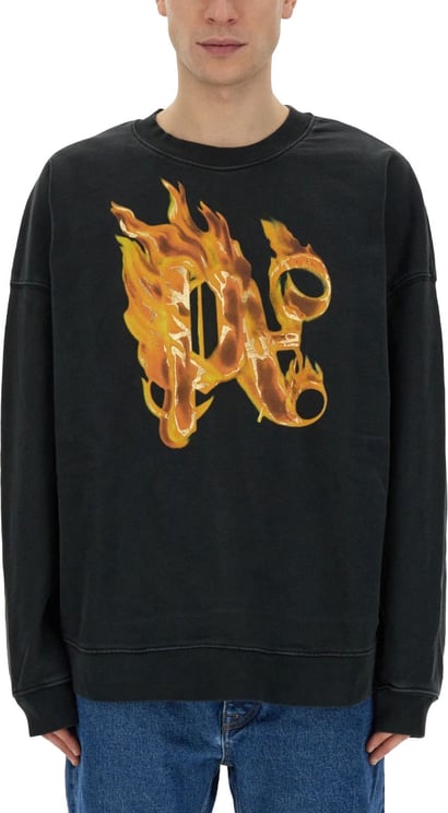 Palm Angels "Burning Monogram" Print Sweatshirt