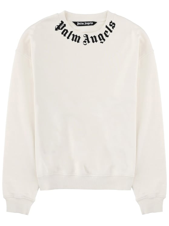 Palm Angels Crew Neckline Black Text Collar Sweatshirt