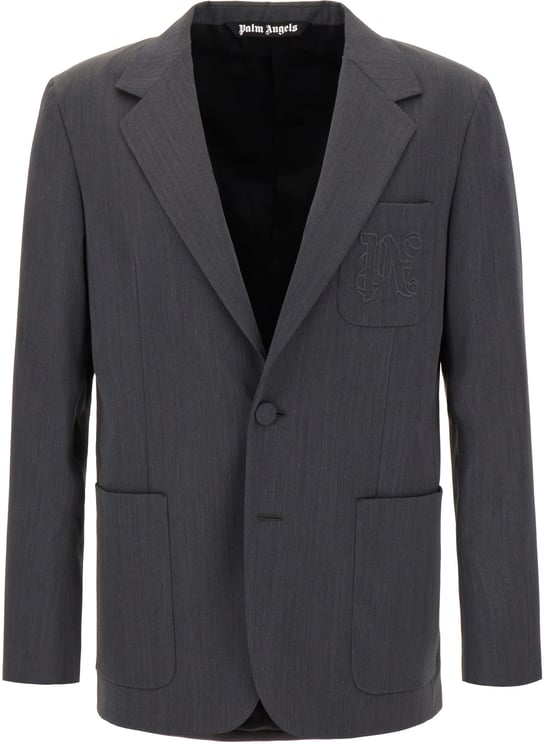Palm Angels Palm Angels Dark grey stretch polyester blend blazer