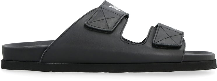Palm Angels Leather slides with logo