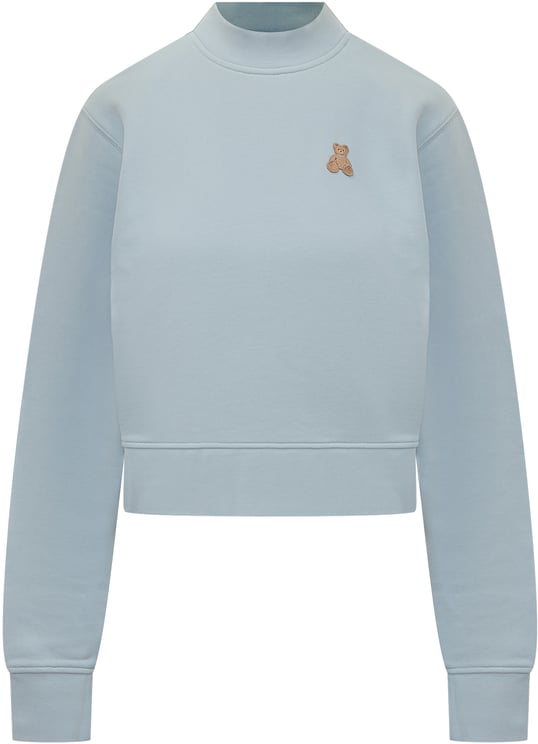 Palm Angels Palm Angels Felpa Azzurra con Orsetto Ricamato